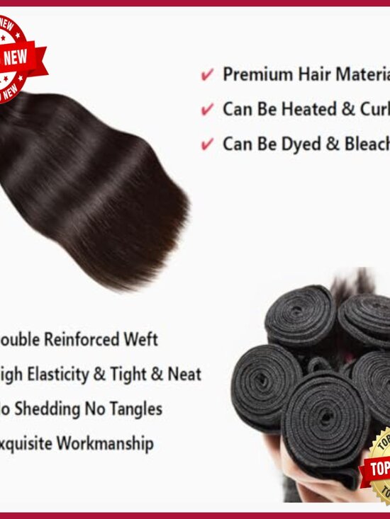 3 Bundles Straight Brazilian Virgin Human Hair Extensions 20-24 Inch main image 5